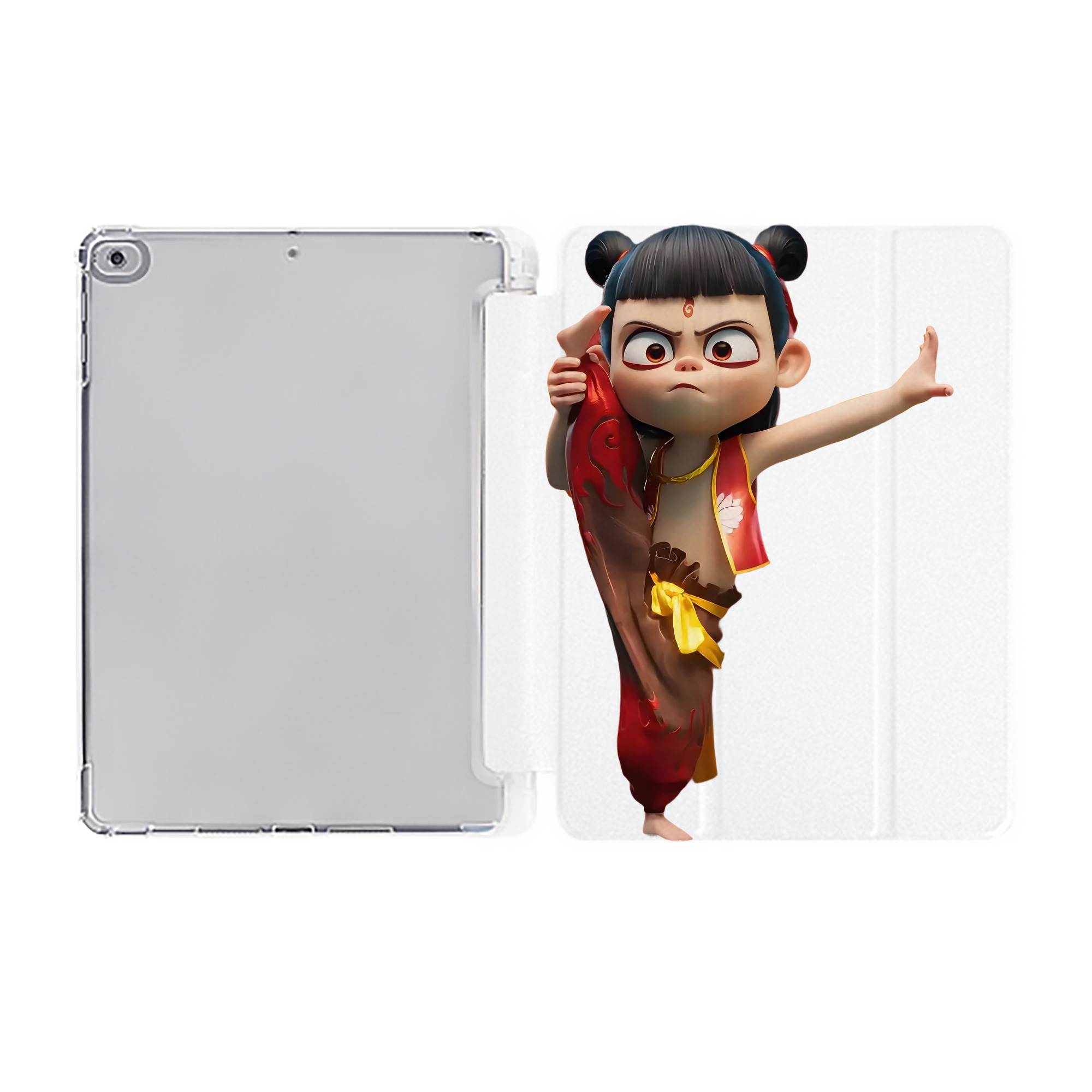 （画像用） Ne Zha 2 ナタ 魔童の大暴れ IPad ケース ペン収納付き 三つ折りスタンド PUレザー×シリコン 対応機種9.5/10.5/10.9インチ